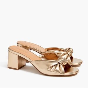 J. Crew NWT mid block knot heel sandals in metallic gold